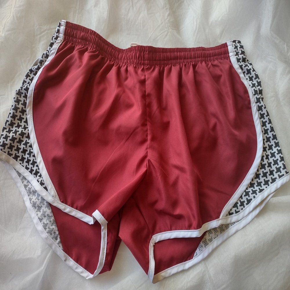 Soffe Burgundy / Maroon Printed Elasticated Waist Athletic Short Size L Lined